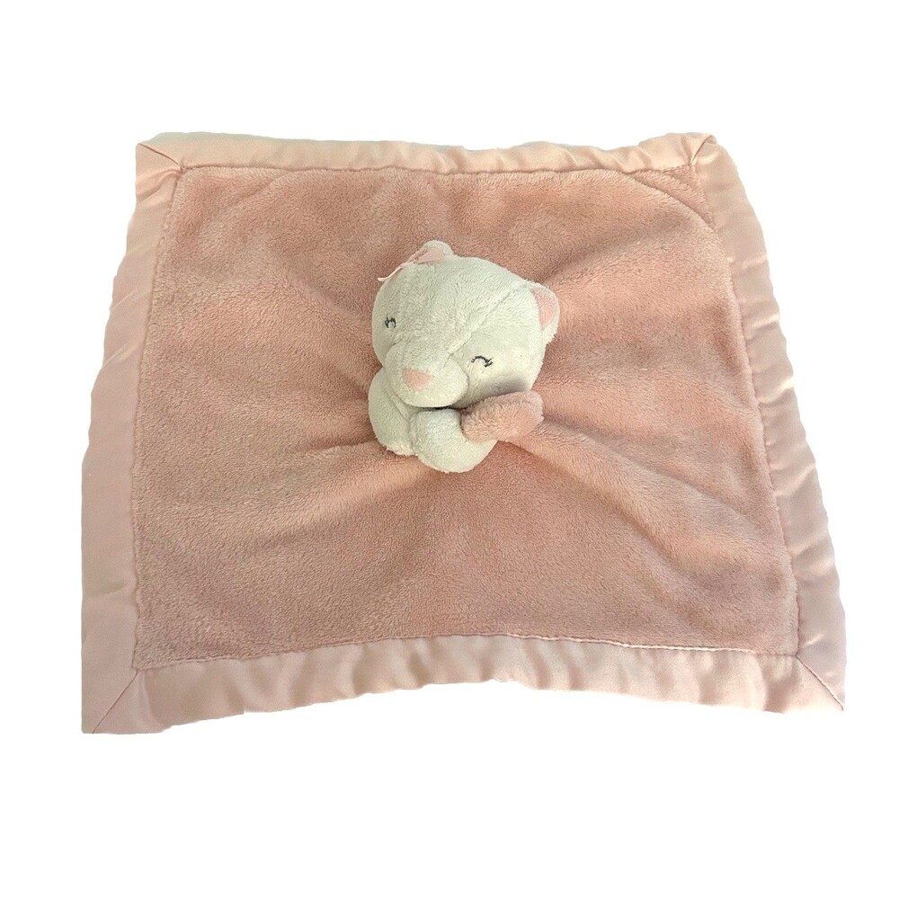 Carters White Kitty Cat Pink Lovey Blanket Satin Trim